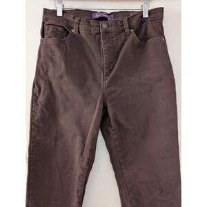 Gloria Vanderbilt Amanda Jeans Womens 10 Brown High Rise Tapered Stretch Denim